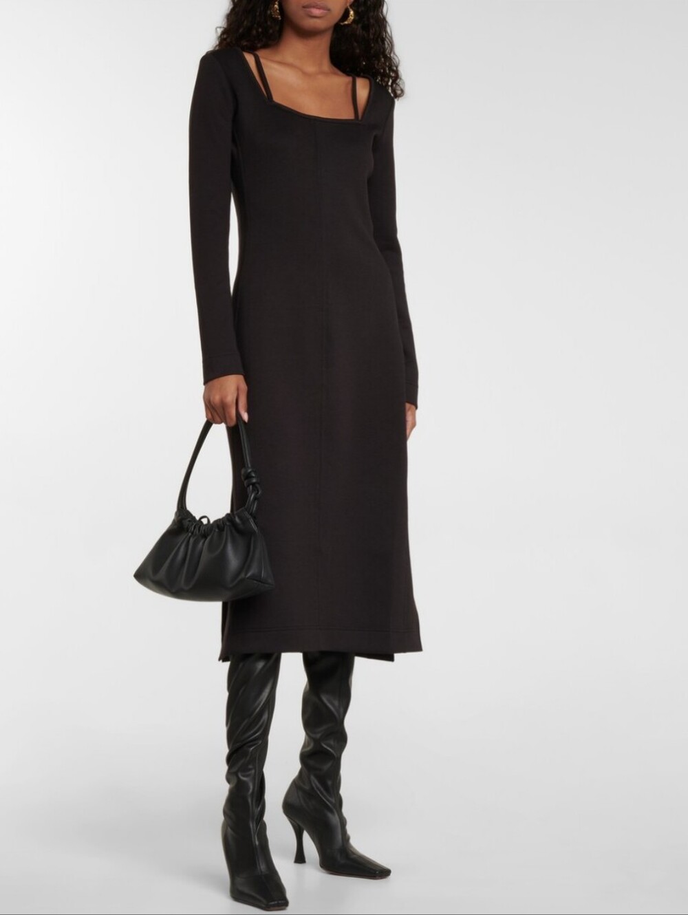 Proenza Schouler White Label Black Stretch Jersey Midi Dress Size M